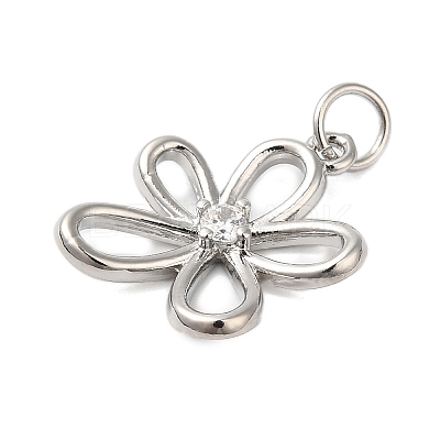 Rack Plating Brass & Clear Cubic Zirconia  Pendants KK-S372-18P-1