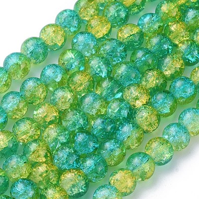Spray Painted Crackle Glass Beads Strands CCG-Q002-8mm-07-1