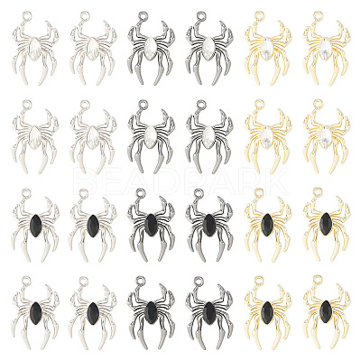 24Pcs 6 Color Glass Spider Pendant FIND-TA0003-07-1