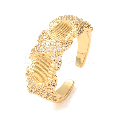 Brass Micro Pave Cubic Zirconia Cuff Open Rings CU-CBAB3AD-17G-1