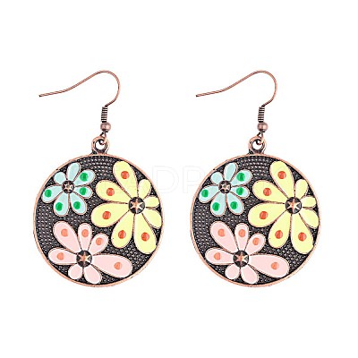Bohemian Alloy Enamel & Wood Pendant Necklaces & Dangle Earrings Sets FS-WGC69E7-01-1