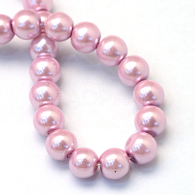 Baking Paint Pearlized Glass Pearl Round Bead Strands X-HY-Q003-4mm-47-1