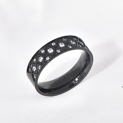 304 Stainless Steel with Clear Cubic Zirconia Finger Rings FS-WG2FC1C-05-1