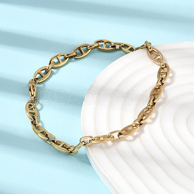 304 Stainless Steel Mariner Link Chains Bracelet & Necklace Jewelry Sets LS-SJEW-L199-16G-1