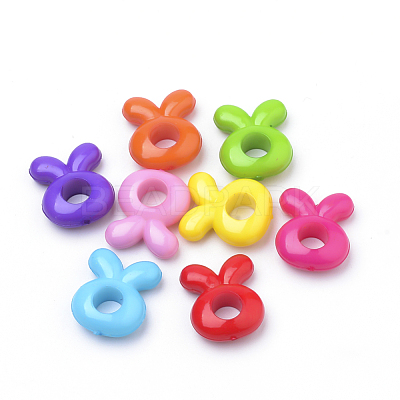 Opaque Solid Color Bunny Acrylic Beads SACR-Q190-25-1