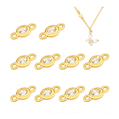 10Pcs 925 Sterling Silver Micro Pave Clear Cubic Zirconia Connector Charms STER-PH0004-14-1