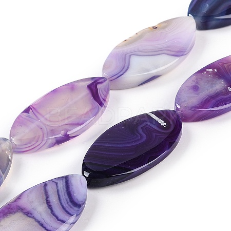 Natural Purple Banded Agate Beads Strands G-C141-A01-02-1