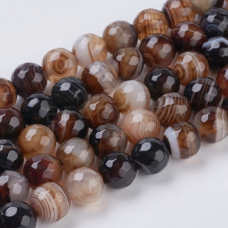 Natural Striped Agate/Banded Agate Beads Strands G-G581-8mm-11-1