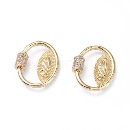 Brass Micro Pave Cubic Zirconia Screw Carabiner Lock Charms ZIRC-G156-13G-1
