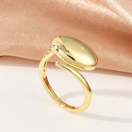 Oval Brass Open Cuff Rings for Women RJEW-G343-17G-1