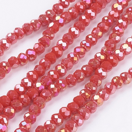 Electroplate Glass Beads Strands X-GLAA-F001-4x3mm-18AB-1