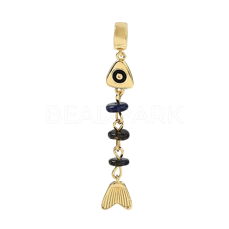 Brass Pave Cubic Zirconia Clear Cubic Zirconia & Natural Lapis Lazuli & Enamel European Dangle Charms GG-CBA3401-01G-A06-1
