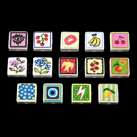 Printed Handmade Porcelain Beads PORC-G016-04-1