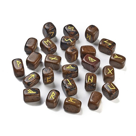Rectangle Natural Mahogany Obsidian Rune Stones G-Z059-01I-1