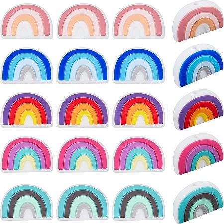 20Pcs 5 Colors Silicone Beads SIL-CA0001-09-1