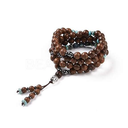 Natural & Synthetic Stone and Wood Beads Necklace NJEW-JN03743-1