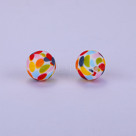 Printed Round Silicone Focal Beads SI-JX0056A-60-1