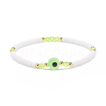 Resin Evil Eye & Acrylic Beaded Stretch Bracelet for Women BJEW-JB08609-03-1