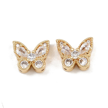 Brass Micro Pave Cubic Zirconia Multi-Strand Butterfly Links KK-K407-29G-01-1