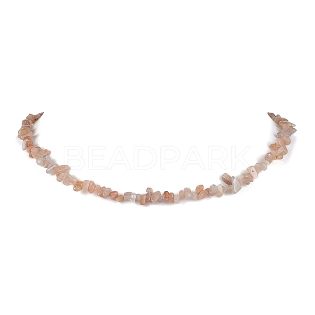 Natural Sunstone Chip Beaded Necklace NJEW-JN04616-05-1