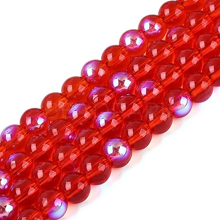 Transparent Electroplate Glass Beads Strands EGLA-Q132-6MM-01A-06-1