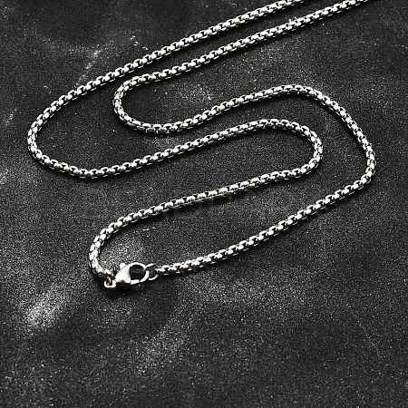Tarnish Resistant 304 Stainless Steel Box Chain Necklaces X-NJEW-P244-01P-1