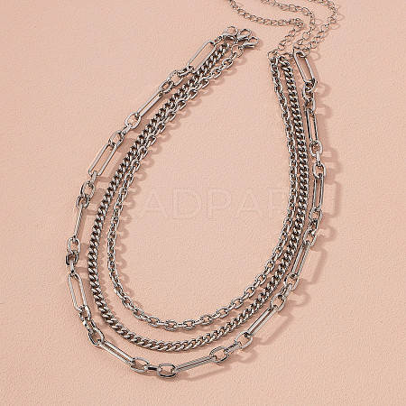 Alloy Chain 3 Layered Necklaces FS-WG7F0DA-03-1