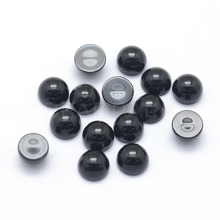 Natural Dyed & Heated Black Agate Cabochons G-P393-R02-4mm-1