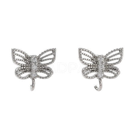 Brass Micro Pave Cubic Zirconia Stud Earrings Finding KK-K364-05P-1