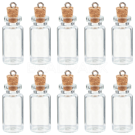 10Pcs Column Empty Glass Wishing Bottle Pendants AJEW-SC0001-91-1