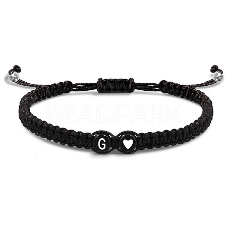 304 Stainless Steel Alphabet Beads Braided Bead Bracelets RY3090-7-1