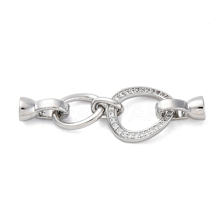 Brass Micro Pave Clear Cubic Zirconia Fold Over Clasps KK-U059-24P-1