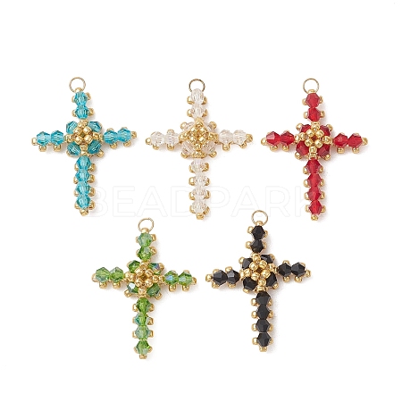 Glass Seed Beaded Pendants PALLOY-MZ01287-1