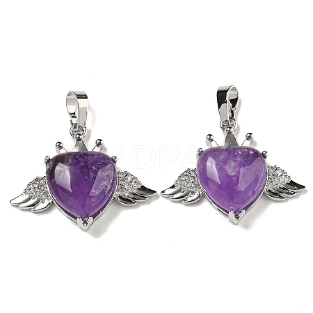 Natural Amethyst with Clear Cubic Zirconia Pendants G-G133-02P-22-1