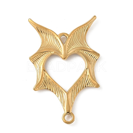 304 Stainless Steel Bat Wings Heart Links Connector Charms X-STAS-S186-13G-1