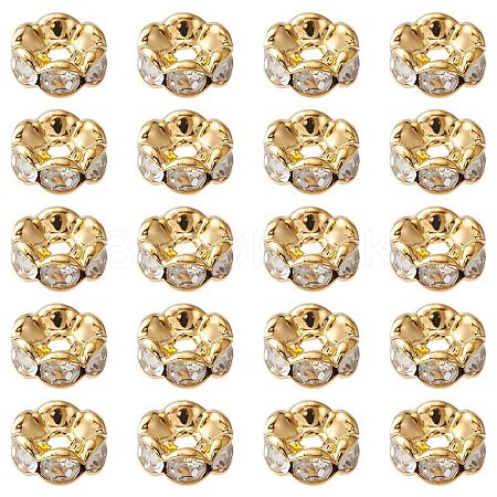 Brass Rhinestone Spacer Beads RB-YW0001-05D-01G-1