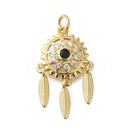 Rack Plating Brass Micro Pave Cubic Zirconia Pendants ZIRC-F142-09G-1