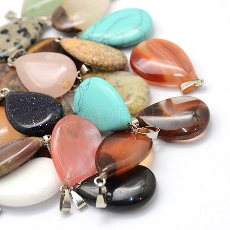 Teardrop Natural & Synthetic Mixed Stone Pendants X-G-Q368-M-1