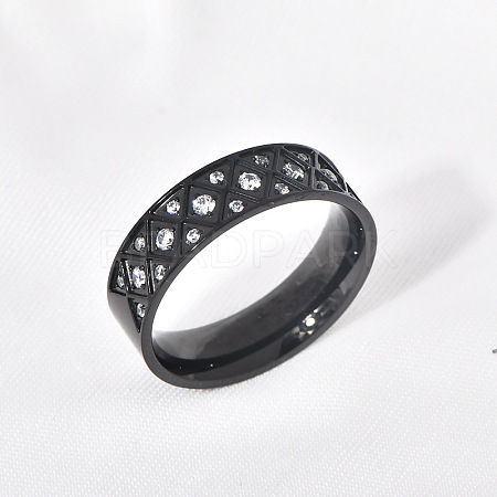 304 Stainless Steel with Clear Cubic Zirconia Finger Rings FS-WG2FC1C-05-1