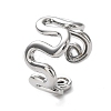 Rack Plating Brass Twist Wave Open Cuff Rings for Women RJEW-Q777-07P-1