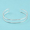 Rack Plating Brass Double Lines Cuff Bangles for Women BJEW-M304-01S-3