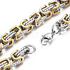 Ion Plating(IP) Two Tone 201 Stainless Steel Byzantine Chain Bracelet for Men Women BJEW-S057-94B-3