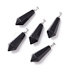 Natural Black Obsidian Pointed Pendants G-I314-02P-06-1