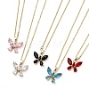 Butterfly Glass Pendant Necklaces NJEW-E105-03KCG-1