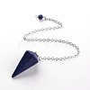 Platinum Tone Brass Natural & Synthetic Mixed Stone Cone Hexagonal Pointed Dowsing Pendulums MAK-M015-01-2