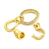 Brass Micro Pave Clear Cubic Zirconia Fold Over Clasps KK-U059-24G-2