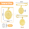 2Pcs Oval Blank Glass Dome Wedding Bouquet Photo Charms Safety Pin Brooches JEWB-AB00008-2