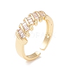 Cubic Zirconia Striped Cuff Ring RJEW-P026-04G-1