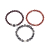 3Pcs 3 Style Natural & Synthetic Mixed Stone Round Beaded Stretch Bracelets Set BJEW-JB08586-7