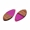 Transparent Resin & Walnut Wood Pendants RESI-N025-032-C05-3